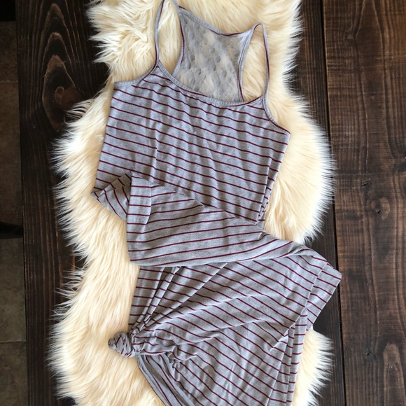 Rewind Dresses & Skirts - Grey striped Maxi dress